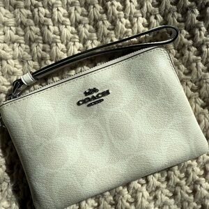 Coach Light Cream Signature Wristlet